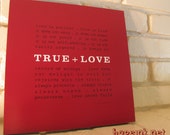 Wedding Scripture Art, 1 Corinthians 13, True Love, Modern Typography Design (12x12)