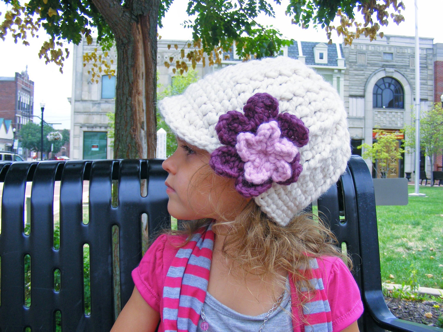 Toddler Girl Hat 2T to 4T Cream Toddler Hat Toddler Girl