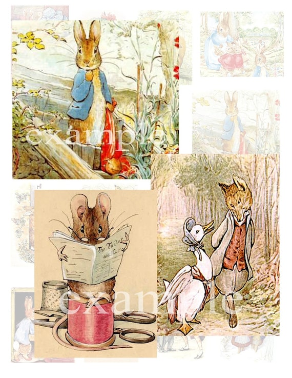 Beatrix Potter Characters...Illustrations...Digital Collage