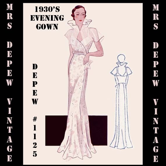  Vintage  Sewing Pattern  1930 s  Evening or Wedding  Gown  in