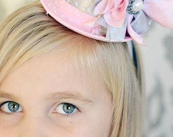 Mini Top Hats, Mini Top Hat Headband, Birthday Party Hats, Pink Silver Gray, Baby Headbands, Mad Hatter, Alice In Wonderland, Photo Props