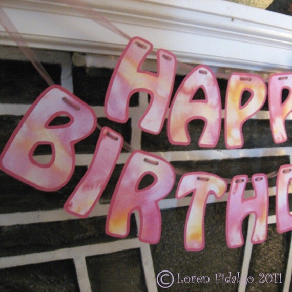 Items similar to Funky Happy Birthday Banner in Hobo Font In Mauve ...