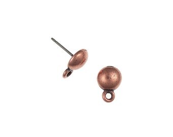 Antique Copper Earring Post Earring Findings TierraCast Pewter 8mm Dome Earring Posts - Ear Findings - Copper Findings (PF212)