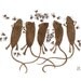 Curious Nature III, field mice and flies, nature morte, original watercolor painting, watercolour