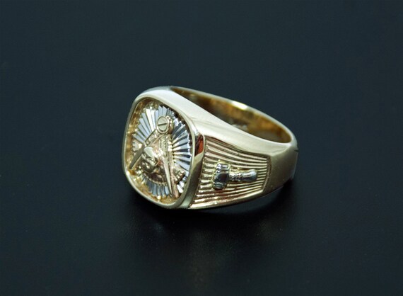 Masonic Ring Past Masters 10kt Gold Two Tone