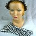 Clearance 1930's Vintage Blue Plaid Hat & Glove Set Silk Crepe