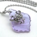 Lavender French Cut Glass Prism in Silver Filigree Pendant Necklace Jewelry Crystal Jewellery