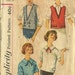 Simplicity 3116 1950s Teen Blouse and Vest Pattern Simple to Make Womens Vintage Sewing Pattern Size 14 Bust 34