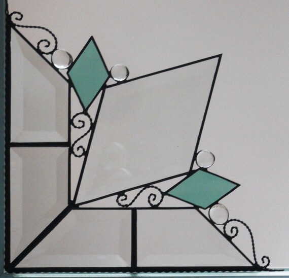 stained glass window corner/ large diamond bevel by GLASSCORNER