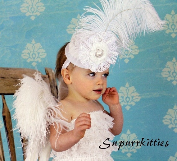 White Baby Mini Top Hat Fascinator Headband Flower Girl Top
