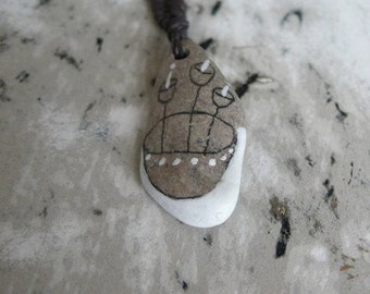 Healing Shard Necklace - Grey Beach Stone Ikebana