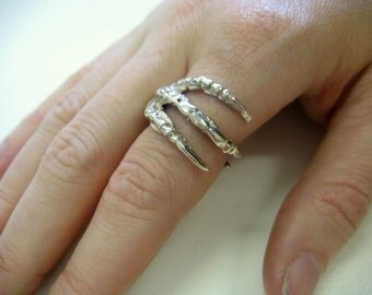 Raven Claw Ring Sterling Silver Bird Claw Ring Crow Claw Ring 002