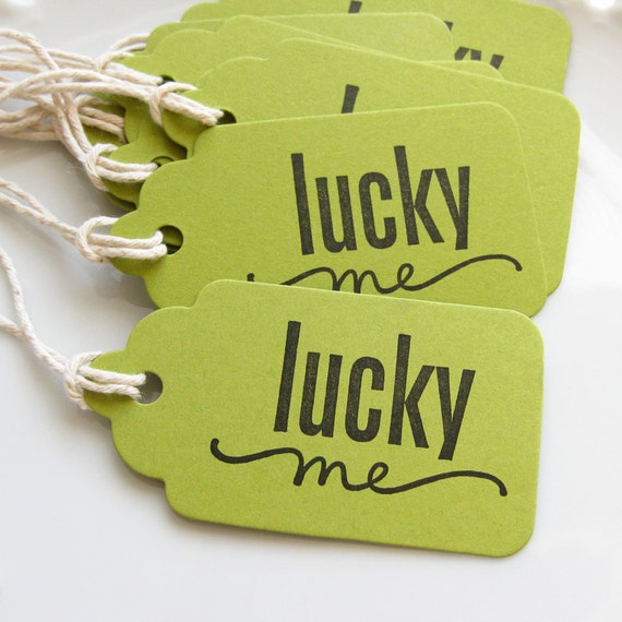 Lucky Me Gift Tags - Set of 8 - Custom Colors Available - St Patricks Day Party Tags - St Patricks Day Favor Tags Il_570xn