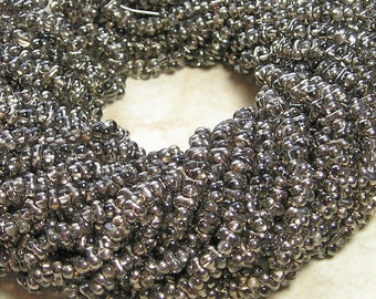 4x2mm Platinum Czech Glass Farfalle Seed Bead Strand (AW103)