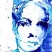 Reserved For D Blue and Teal Watercolor Ink Original Painting and Drawing Womans Face on Watercolor Paper