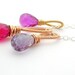 Tiny Cluster Necklace red, purple, blue quartz briolettes wrapped in rose gold, sterling silver, gold filled wire summer jewelry