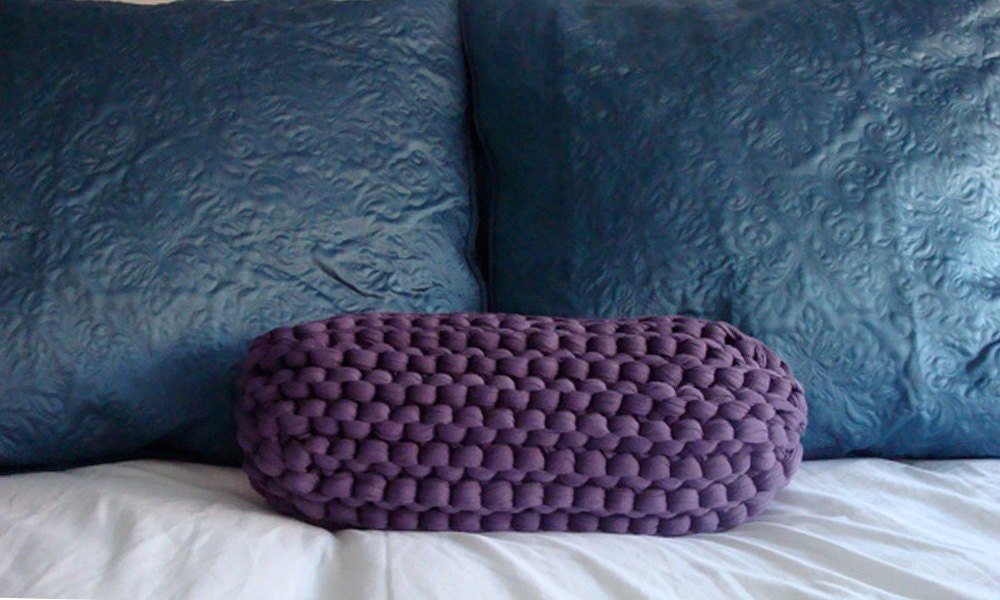 Super Chunky Knit Bolster Pillow Lavender