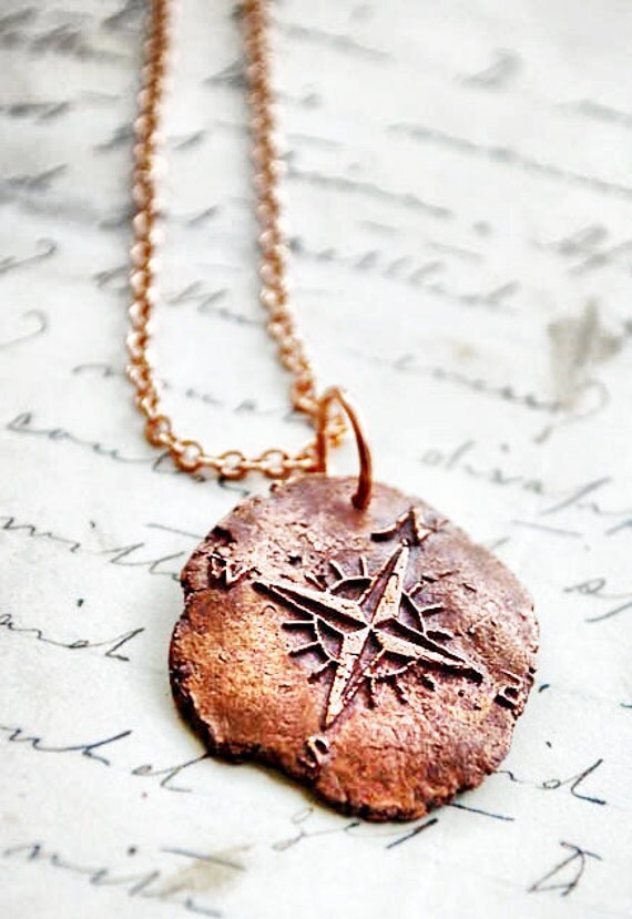 Compass Rose Pendant Antique Wax Seal Necklace with by ...