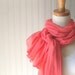 Cotton Gauze Scarf, Coral Cotton Scarf, Summer Scarf, Coral Orange Scarf, Long Cotton Scarf, Gift Idea, Mother's Day Gift Idea