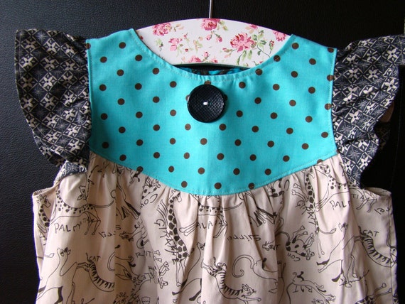 Items similar to Animal Crackers girl's pinafore dress 2 3 or 4 5 as ...