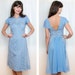Blue Cocktail Dress - Vintage 1950s Lace Dress - 50s Cornflower Blue Dress - M