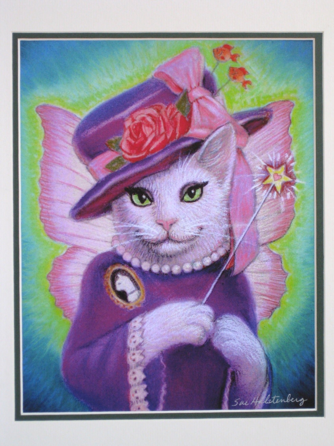 Cat Fairy Godmother art whimsical fantasy artwork matted print