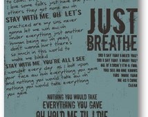 Just Breathe / Pearl Jam/ Lyric / DIGITAL Typography Poster