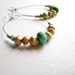 Beyond the sea - romantic hoop golden turquoise rose pink and teal blue big earrings sterling silver earwire