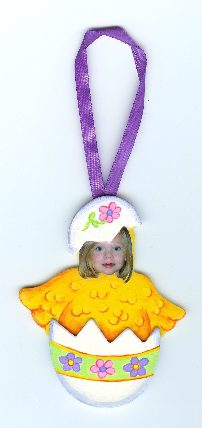 Child's Custom Easter Ornament, painted photo ornament, hand painted, Easter gift, mothers gift, grandparents gift,handmade, keepsake