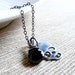 Skull Charm Necklace, Black Spinel Gemstone Necklace, Oxidized Sterling Silver, Under 50