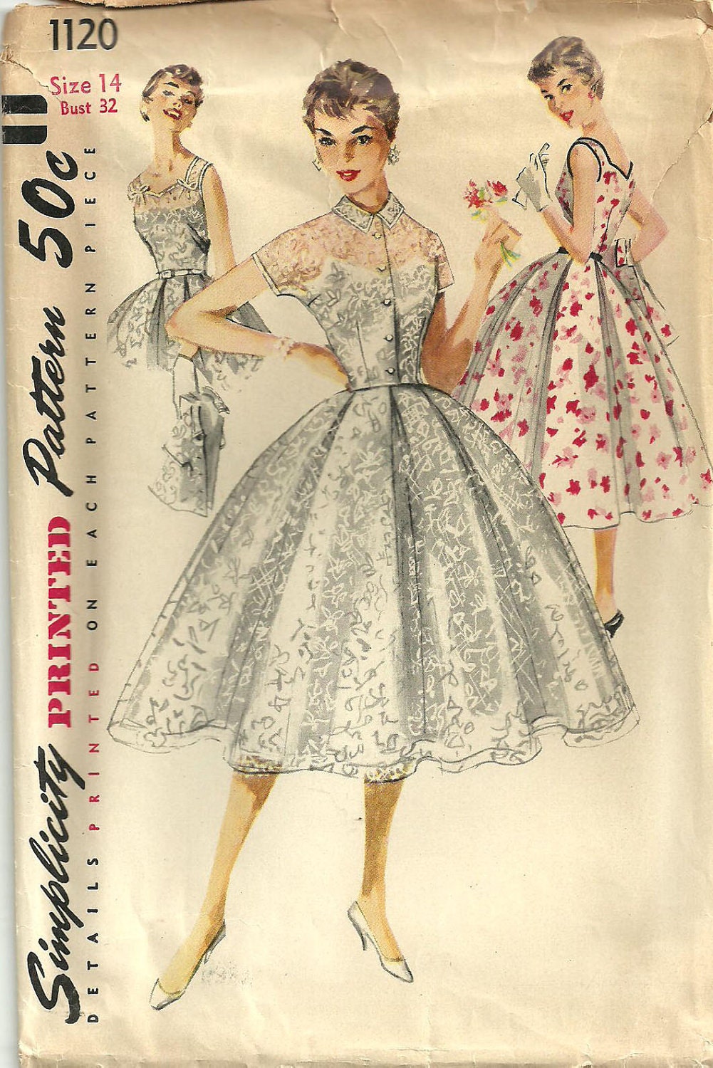 Vintage Fifties Sewing Pattern from Simplicity 1120 Dress Size