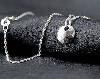 sterling silver necklace, tiny silver disc, silver dot necklace, simple sterling silver jewelry, everyday necklace, delicate necklace