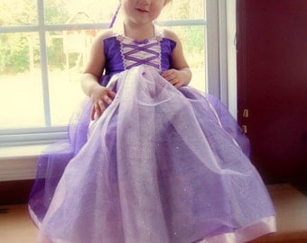 Rapunzel Costume: Purple sparkle tutu dress with pink center and straps, Princess Birthday Party, dinner, Parks Vacation, Easy on and off
