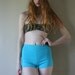 70s Hot Pants Booty Shorts Summer Beach Party Aqua Blue High Waisted Daisy Dukes Size Extra Small-Small xs sm (000-00-0-2