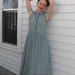 50s Sheer Striped Dress Print Rockabilly Blue Vintage 1950s XS S