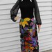 Vintage 70s Dress Floral Hippie Black Maxi Print S M