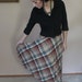 Vintage 70s Plaid Skirt Pleated Brown Beige Wool Blend Boho Country M