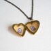 Bird Locket - Heart Locket with Purple Birds in Love - Gold Brass Locket Necklace - Wearable Art