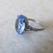 Art Deco Ring / Antique Rhodium Plated Art Deco Blue Glass Filigree Ring c.1920s Size 6