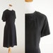 Vintage 50s Black Dress -- 1950s Dress -- Rayon Beaded Cocktail Dress -- XL