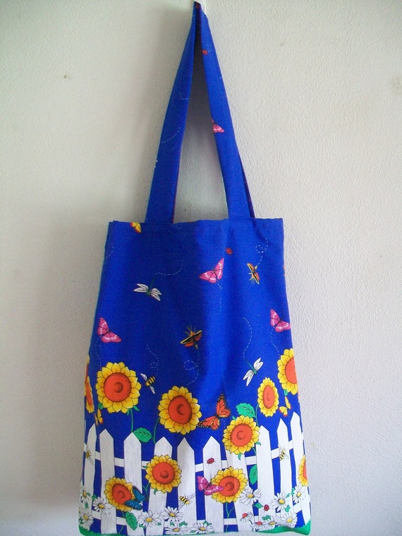 Extra Large Tote Bag My Sunflower Garden by MelissasCozyCottage