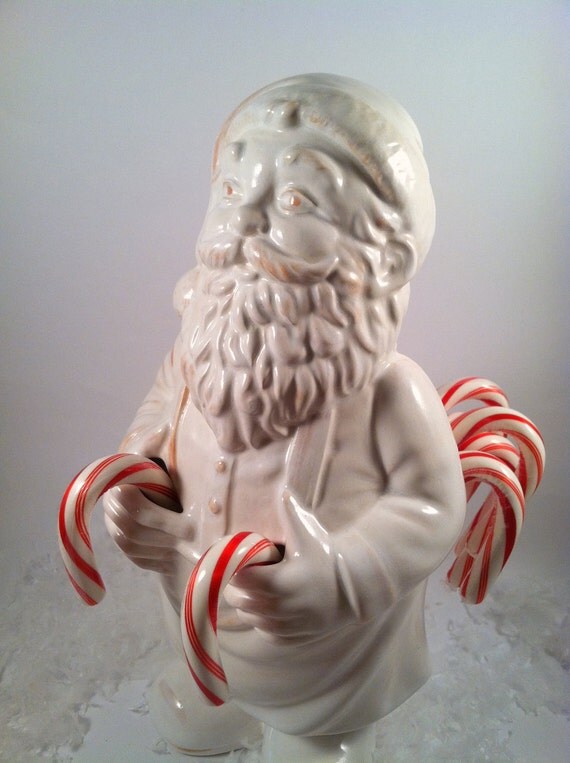 Items Similar To Vintage Santa Claus Candy Cane Holder Antique White