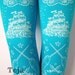 Octopus Tights Pirate Printed Small Medium White on Deep Turquoise Blue Women