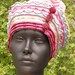 Pinks & Soft Blue with an Offwhite Base Crochet Hat with Three Cute Little Felt Flowers...