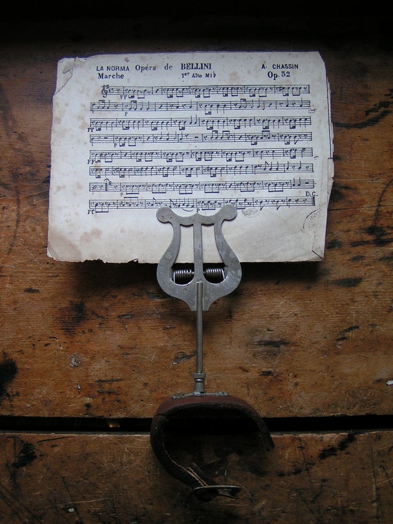 Vintage Marching Band Lyre Music Holder Clip with Leather