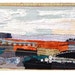 LANDSCAPE IN AUTUMN, Art Quilt, wall art, grey orange black, decorative buttons, textile art, abstract art