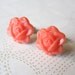 Rose Earrings - Vintage Cab - Shabby Chic Earrings - Surgical Steel Earrings - Stud Earrings - Coral Jewelry - Mother's Day Jewelry