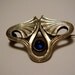 Antique German Silver Plated Jugendstil Art Nouveau Brooch Pin Ginkgo Gingko Leaf Max Joseph Gradl with Blue Glass Cabochon Stone