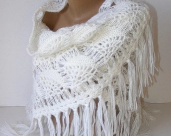 Tea rose Crochet Shawl Scarf Winter Accessories Women Wrap
