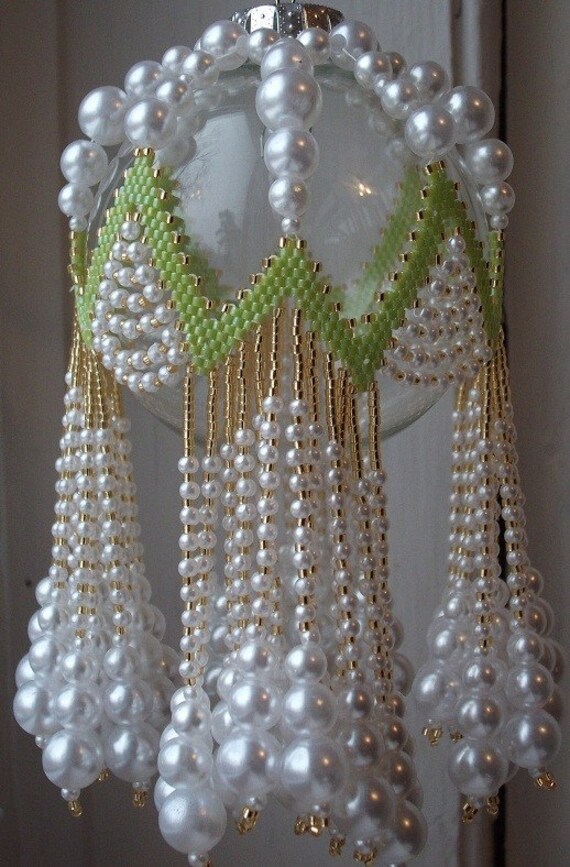 beaded ornament bead patterns ornaments covers pattern beading lime rickey handmade seed jeweled trees ball victorian crafts projects zoom producto